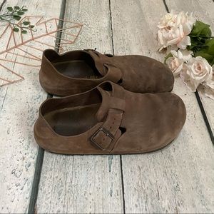 Birkenstock 44 clogs brown mens leather summer